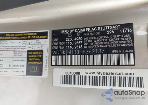 2017 Mercedes-Benz E 400 4Matic z USA, uszkodzony, nr VIN WDDKJ6HB8HF362137